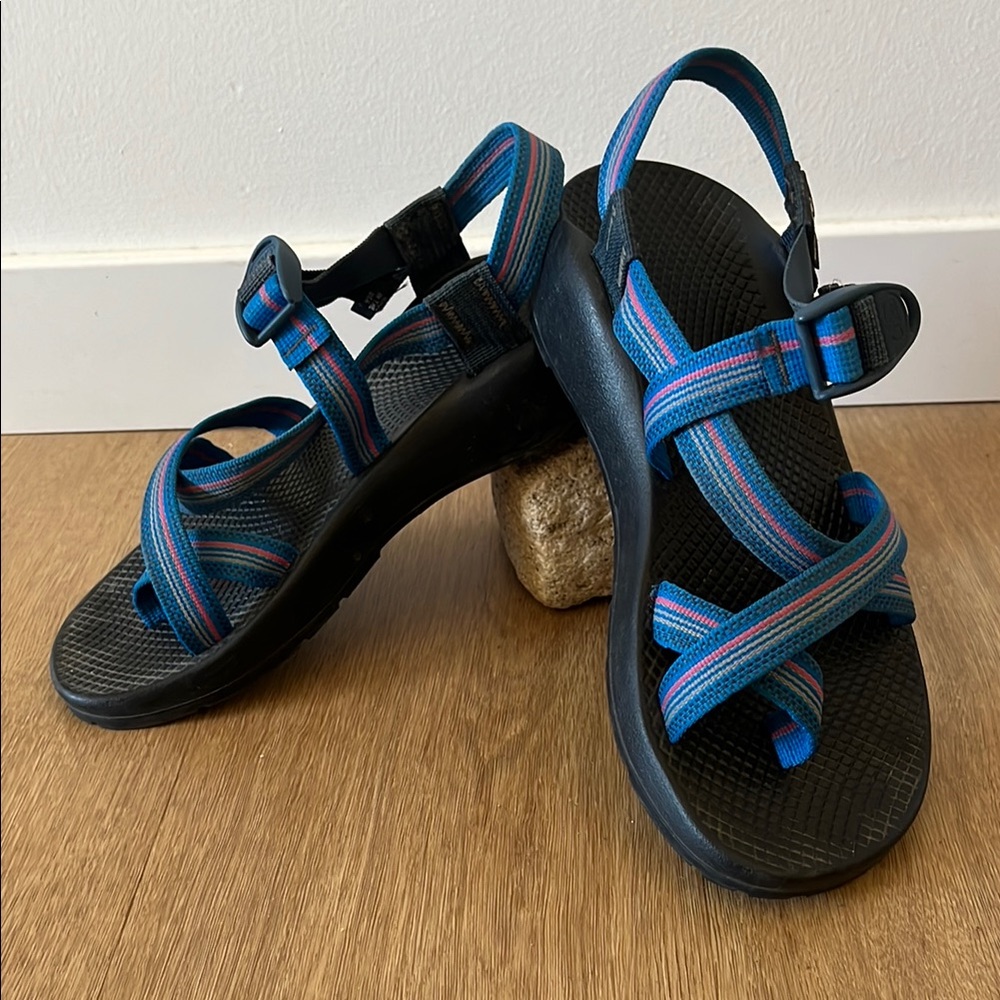 Women’s Chaco Blue and Black Sandals. Size W 10